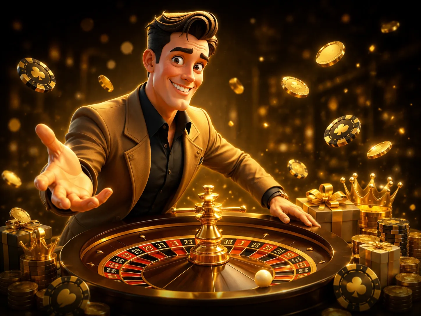 Golden Roulette Casino Winner Scene