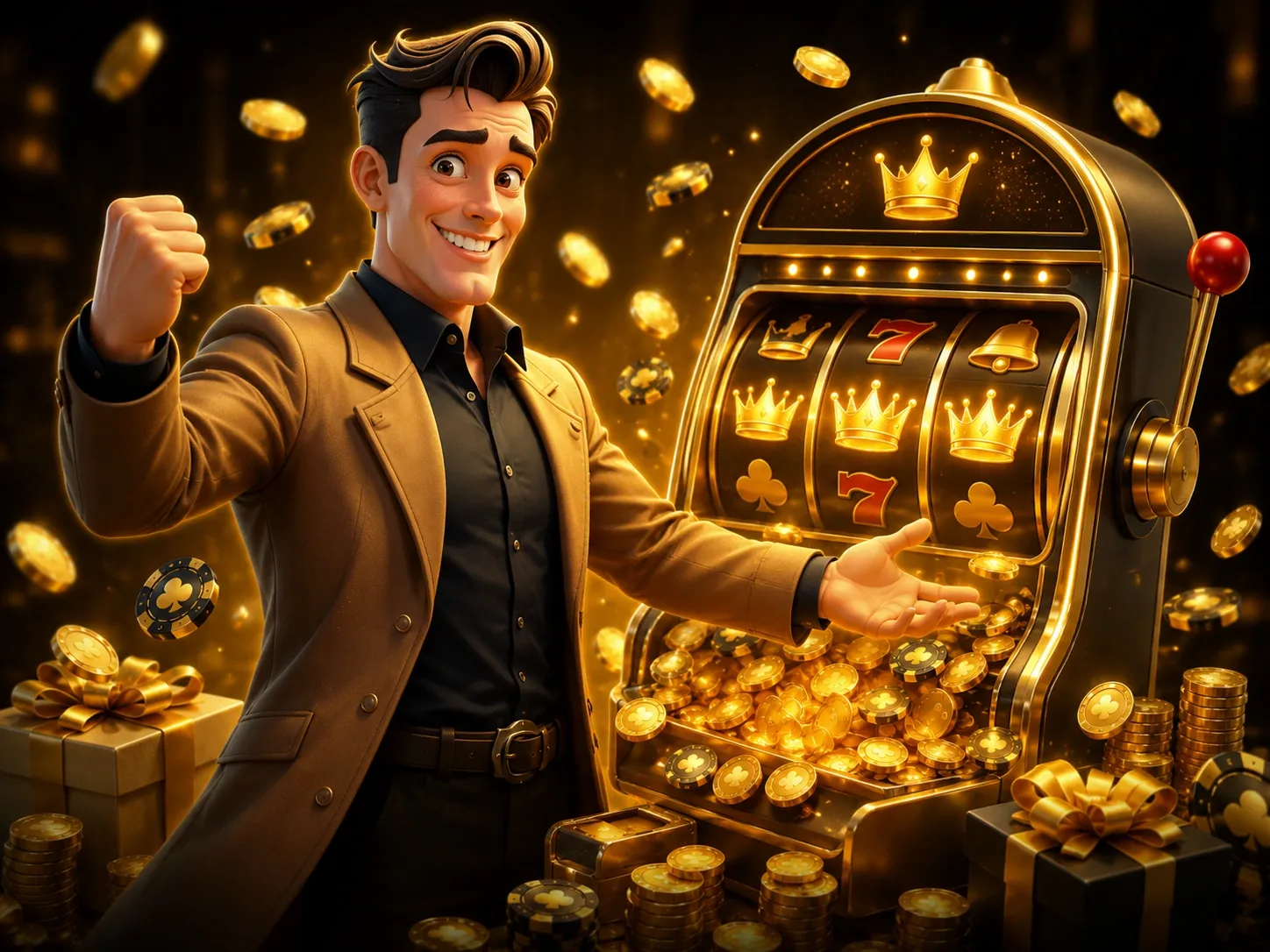 Luxury Slot Machine Jackpot Showcase